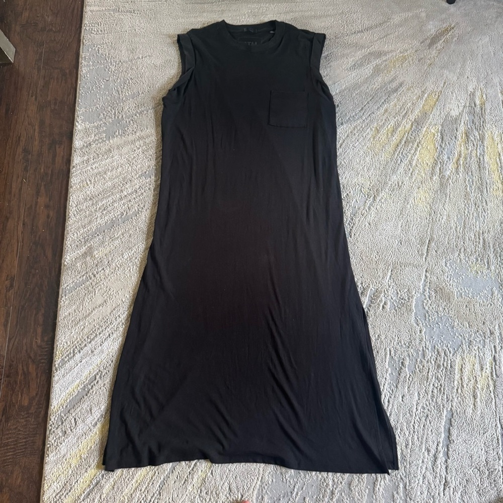 ATM Anthony Thomas Pocket Cotton black Midi T-Shirt Dress sleeveless Medium